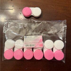Contact Lens Cases 6 Total Pink and White Valentine’s Holiday